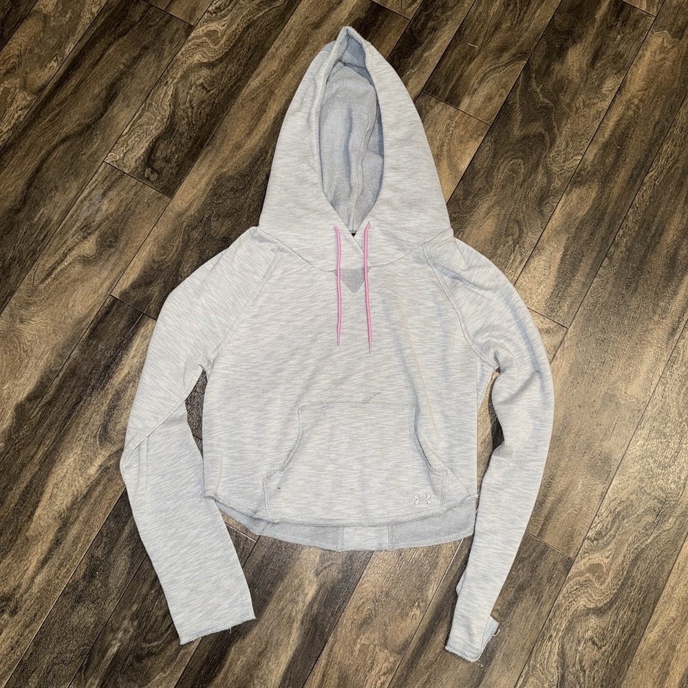 Under Armour Athletic Lightweight Cropped Running Hoodie Women's Size S Grey